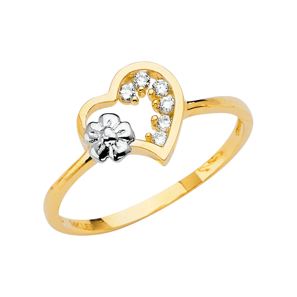 14K 2T HEART CZ RING
