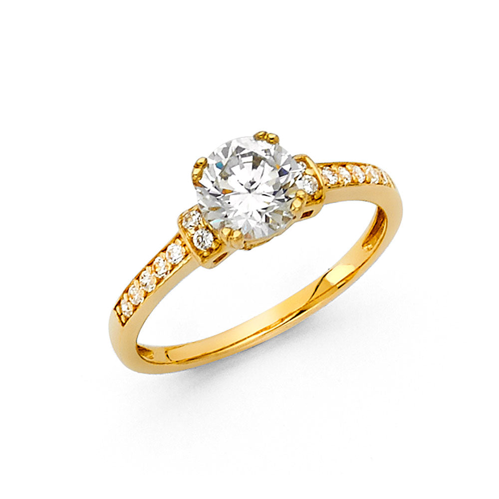 14KY RD CZ ENG RING W/RD SIDE