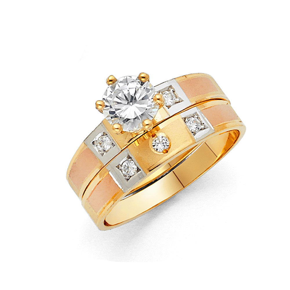 14K 3C CZ ENG RING