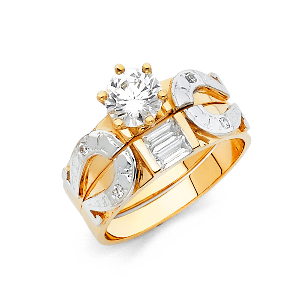 14K 2T CZ ENG RING