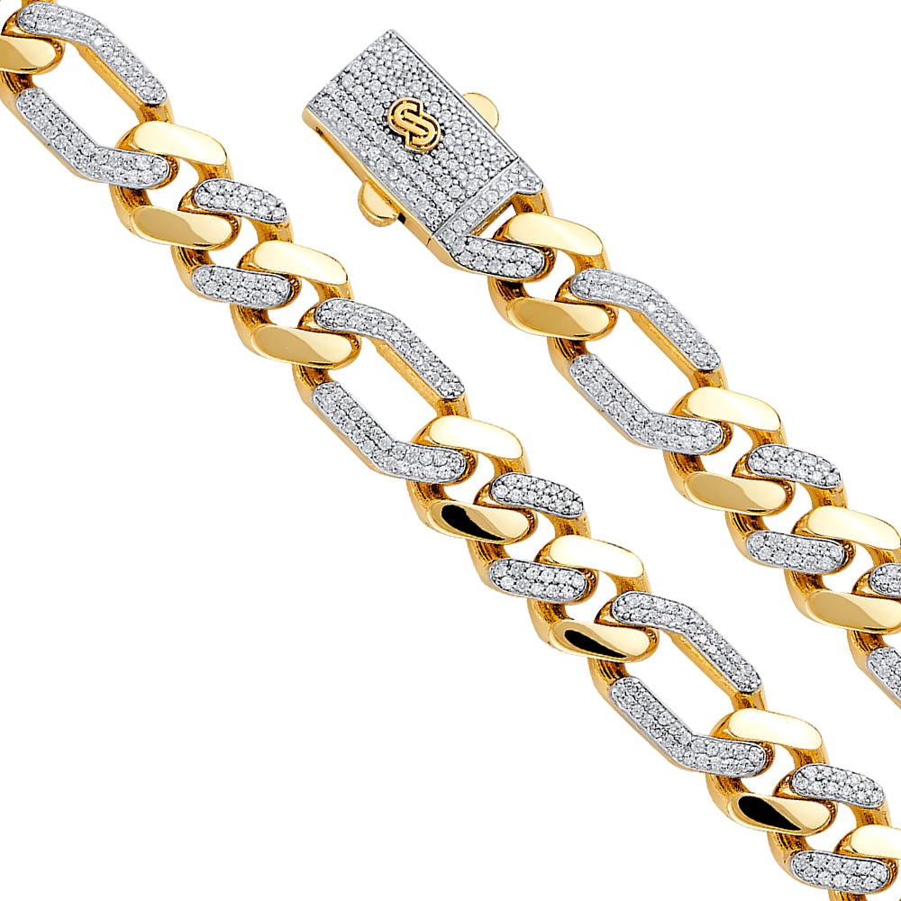 14KY 11.5mm HolFig CZ Monaco BR w/CZ Lock