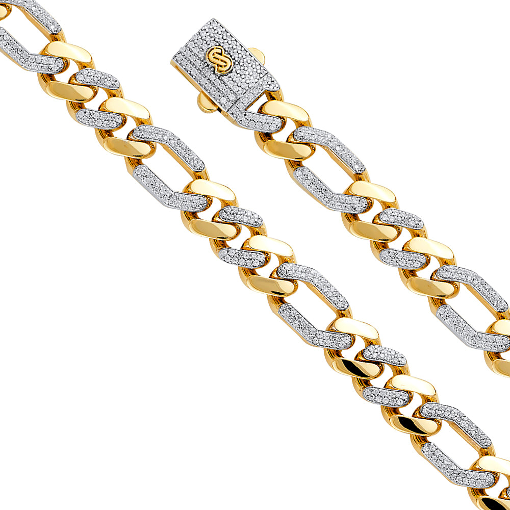 14KY 9.5mm HolFig CZ Monaco BR w/CZ Lock