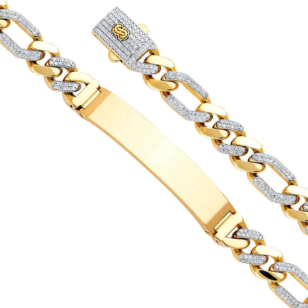14KY 9.5mm HFigaro CZ Monaco BR w/Plain ID