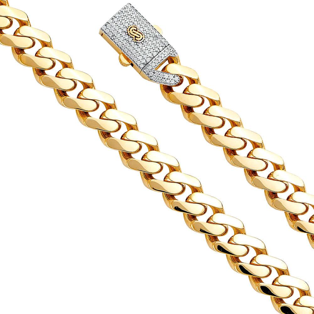 14KY 11.5mm HolCuban Monaco BR w/CZ Lock