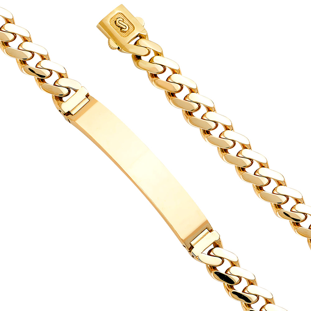14KY 9.5mm HolCuban Monaco BR w/Plain ID