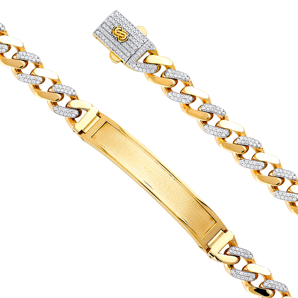 14KY 9.5mm HCuban CZ Monaco BR w/Frame ID