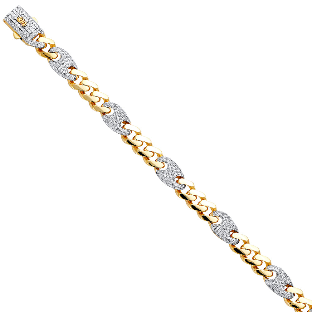 14KY 9.5mm Hol Fancy Monaco CZ BR w/CZ Lock
