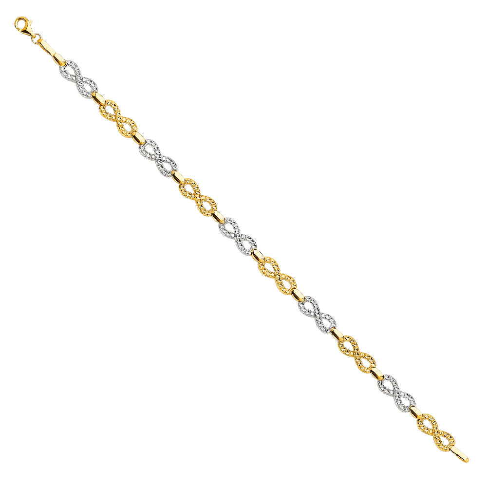 14K 2Tone Crystal D.C. Bracelet