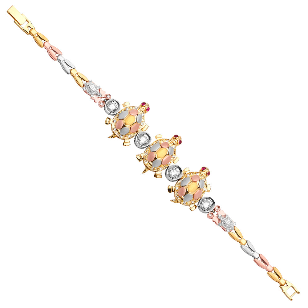 14K 3Color Turtle Bracelet