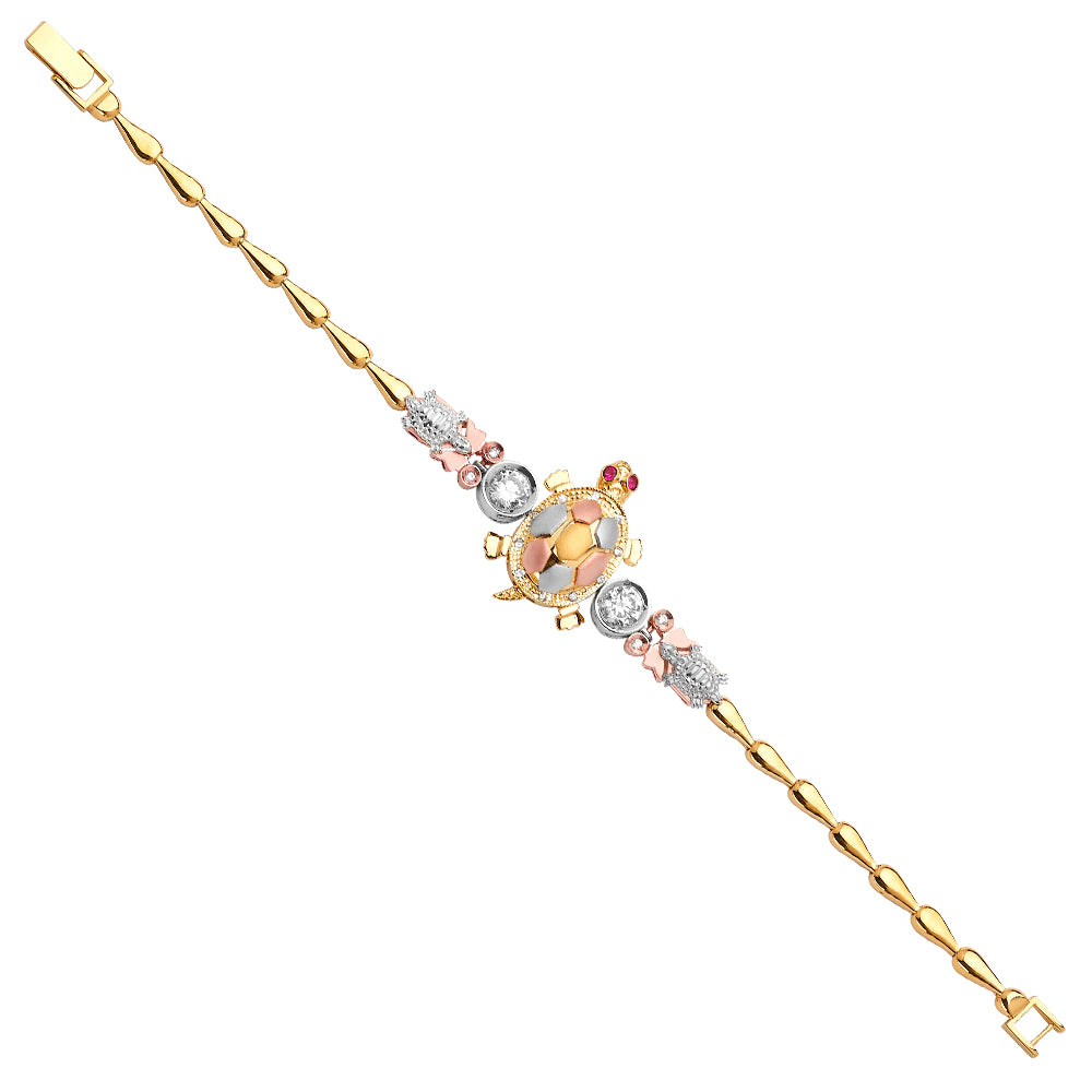 14K 3Color Turtle Bracelet