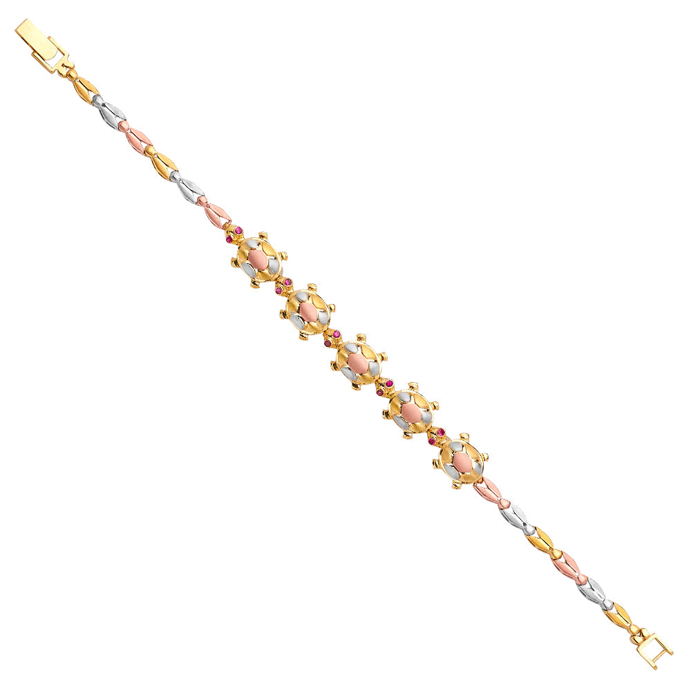 14K 3Color Turtle Bracelet