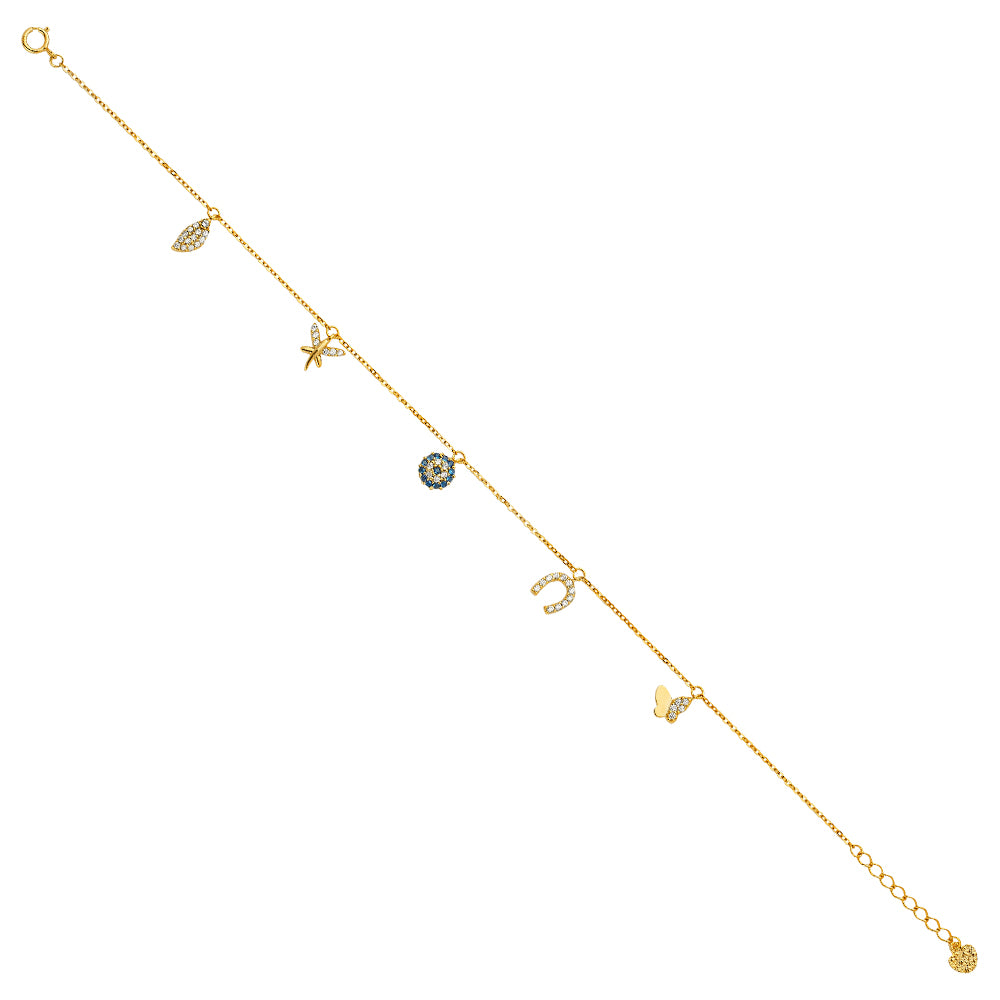 14KY Dangling CZ Light Chain Bracelet