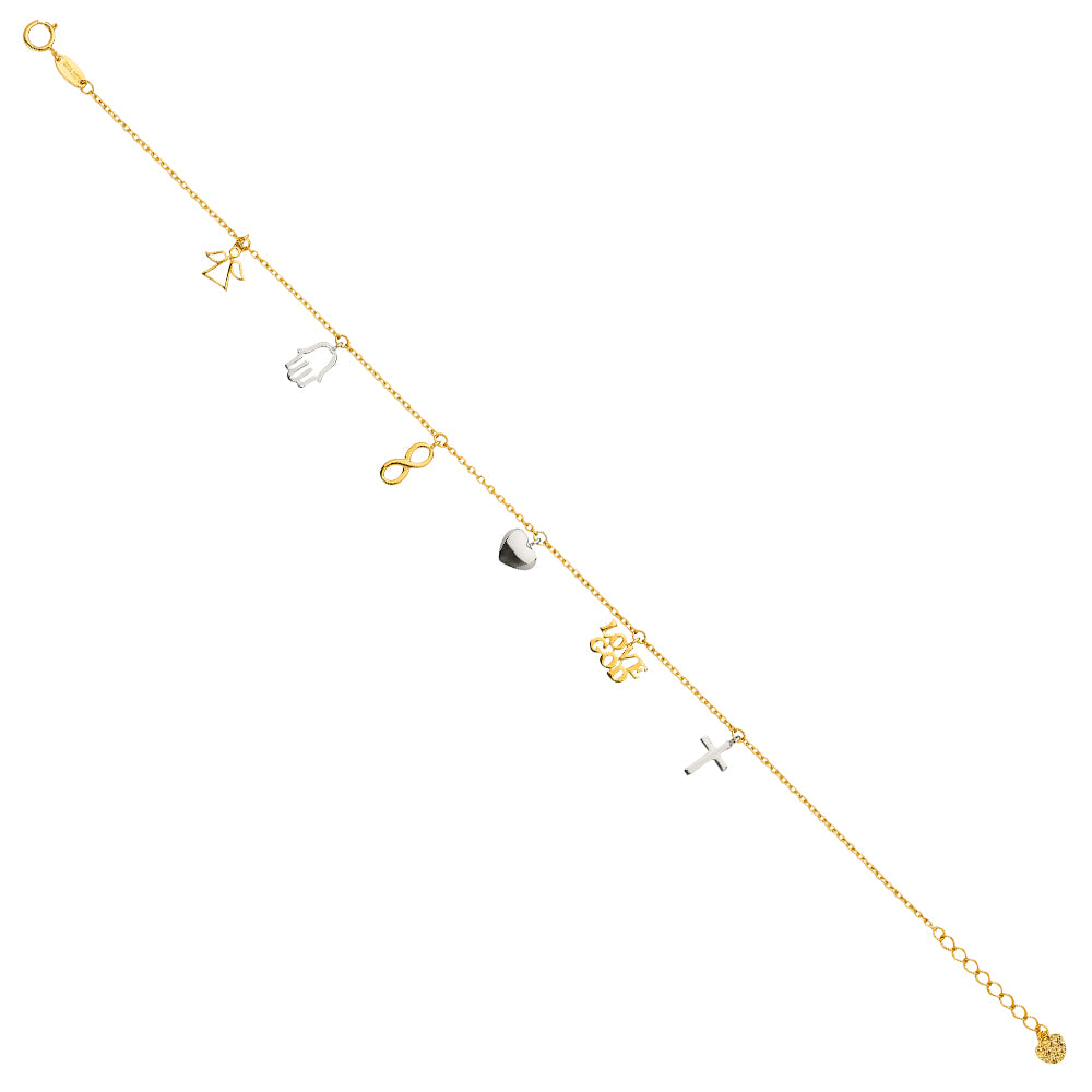 14K 2T Dangling Light Chain Bracelet