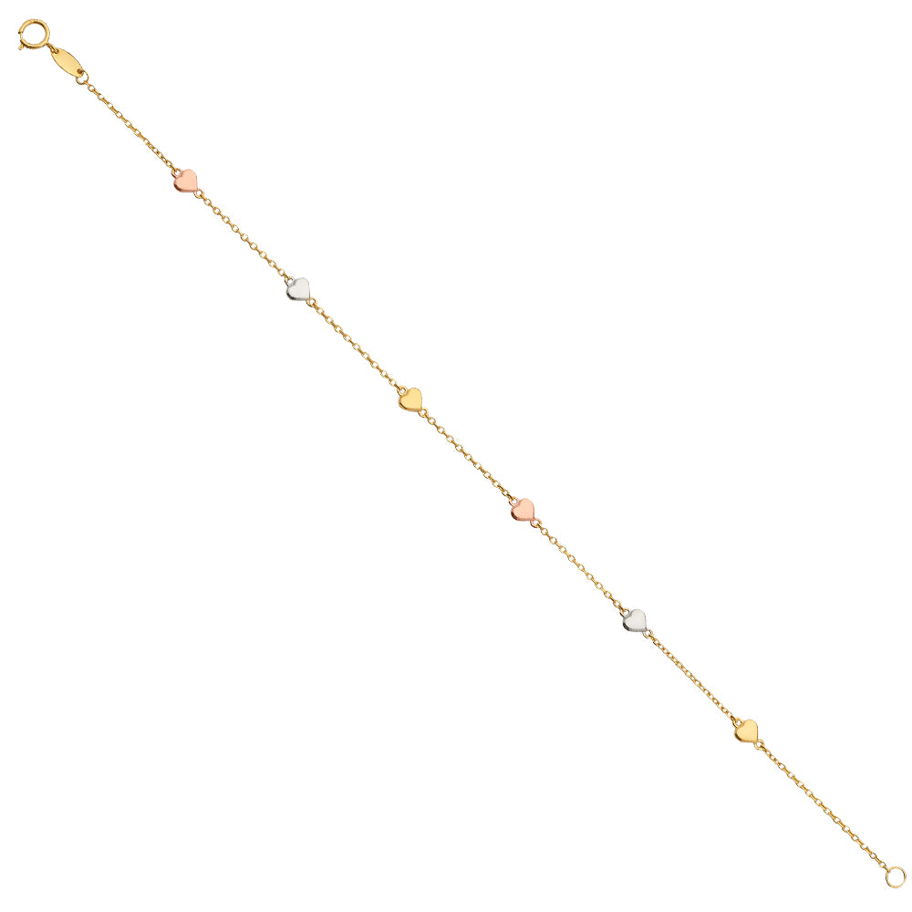 14K 3C Chain Bracelet w/Heart