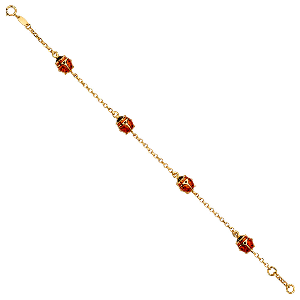 14KY Lady Bug Chain Bracelet