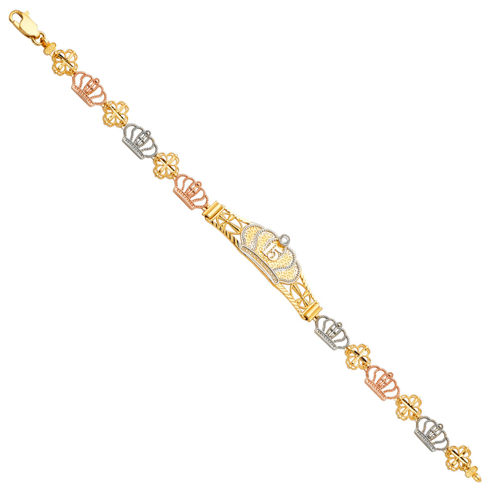 14K 3Color 15Years ID Bracelet