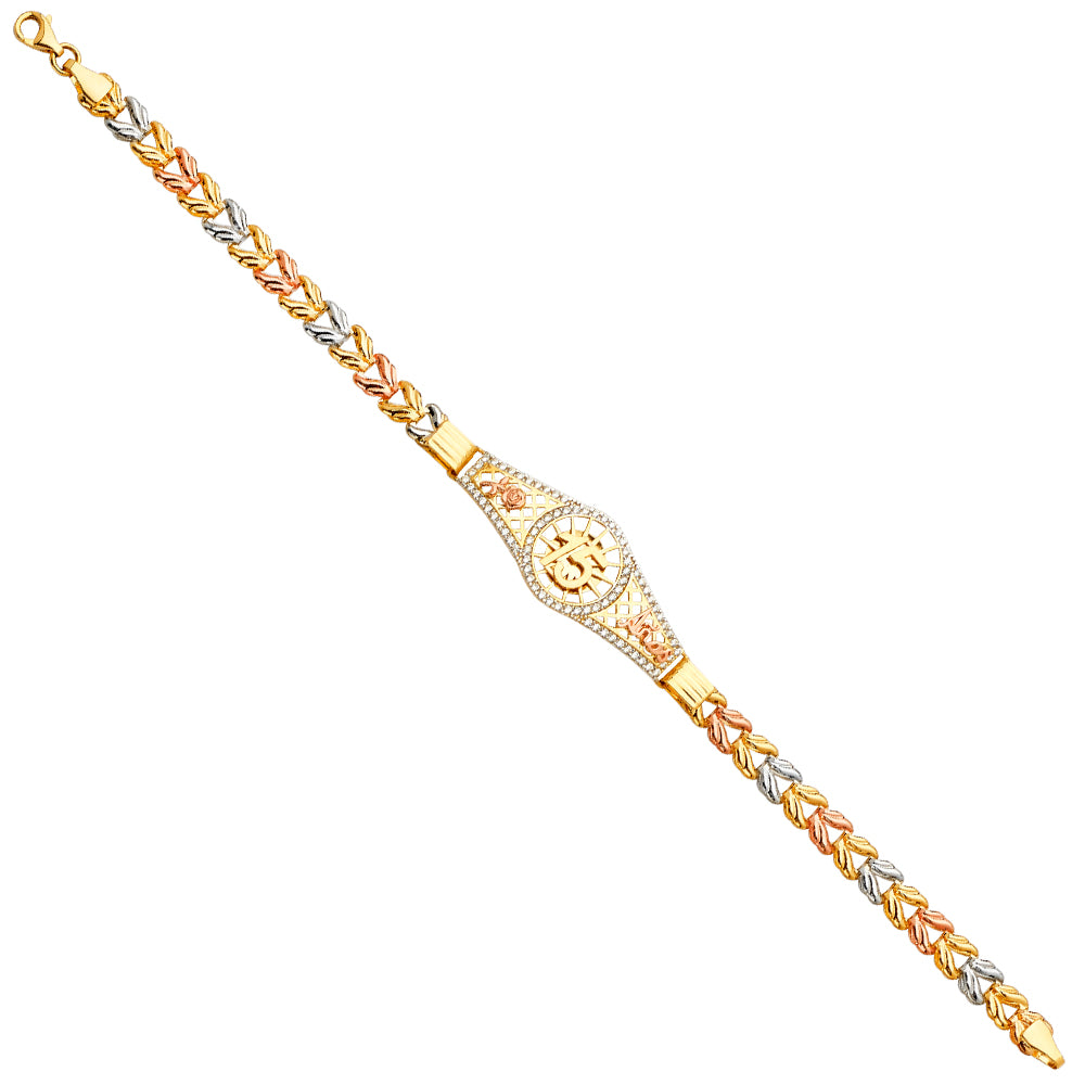 14K 3Color 15Years ID Bracelet