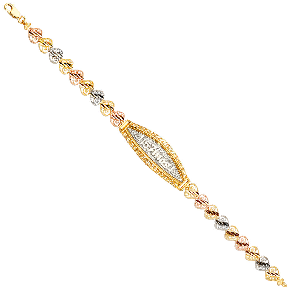 14K 3Color 15Years ID Bracelet