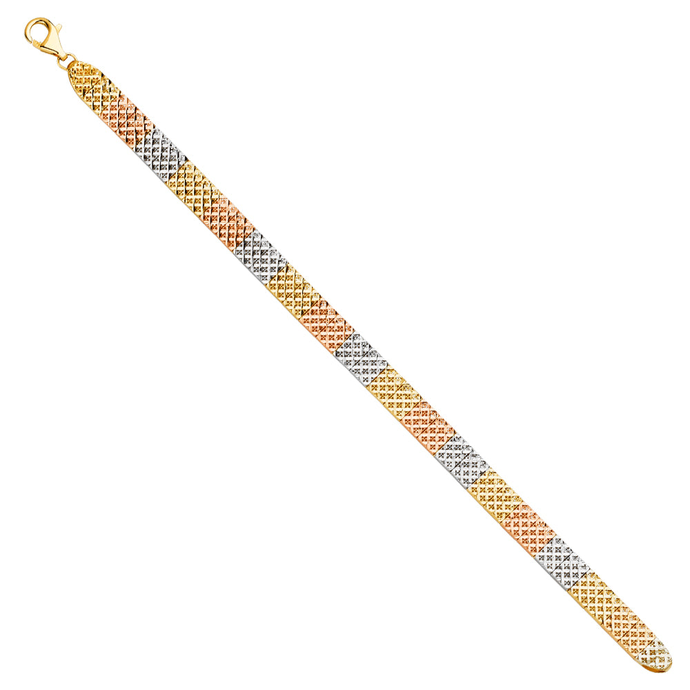 14K 3Color Crystal Cut Bracelet