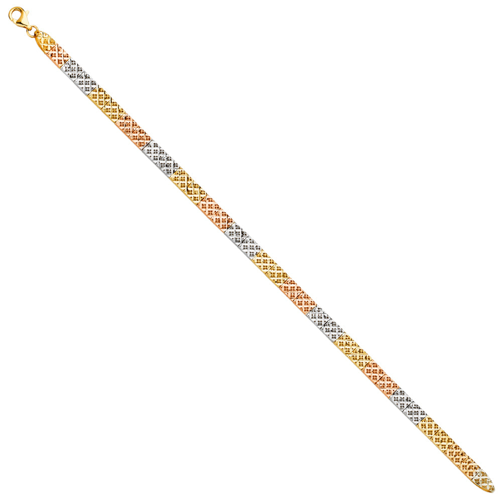 14K 3Color Crystal Cut Bracelet