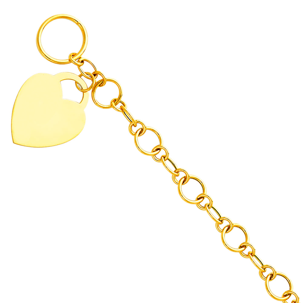 14KY LIT HOLLOW BRACE W/HRT PENDANT