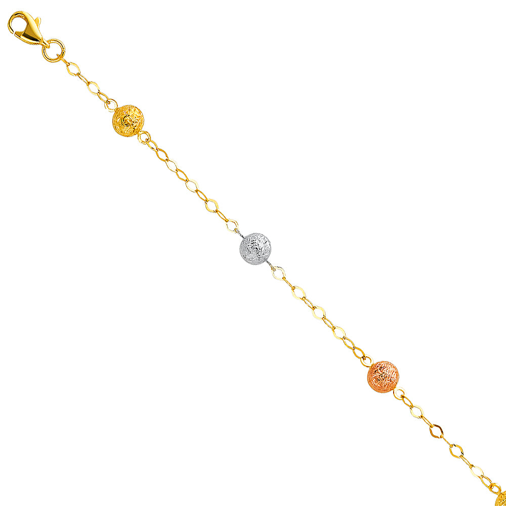 14K 3C LIT CHAIN BRACELET W/SNOW BALL