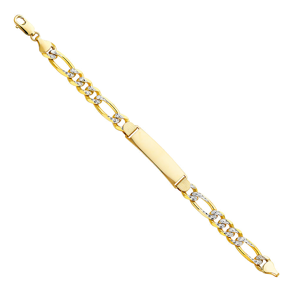 14K FIGARO 3+1 250 WP ID BRACELET