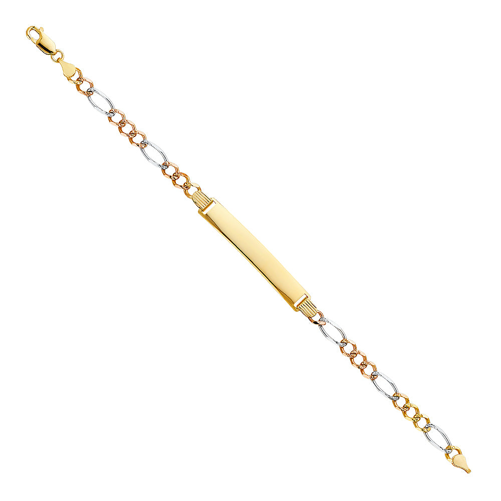 14K 3C FIGARO 3+1 120 ID BRACELET
