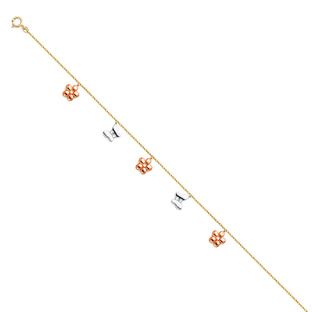 14K 3C HANGING CHARM ANKLET