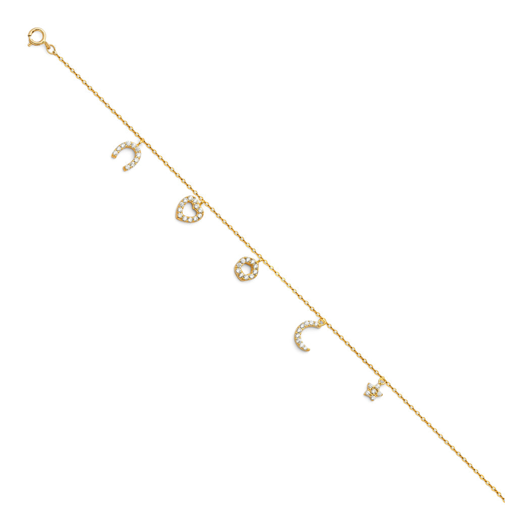 14KY LIGHT CZ CHAIN BRACELET
