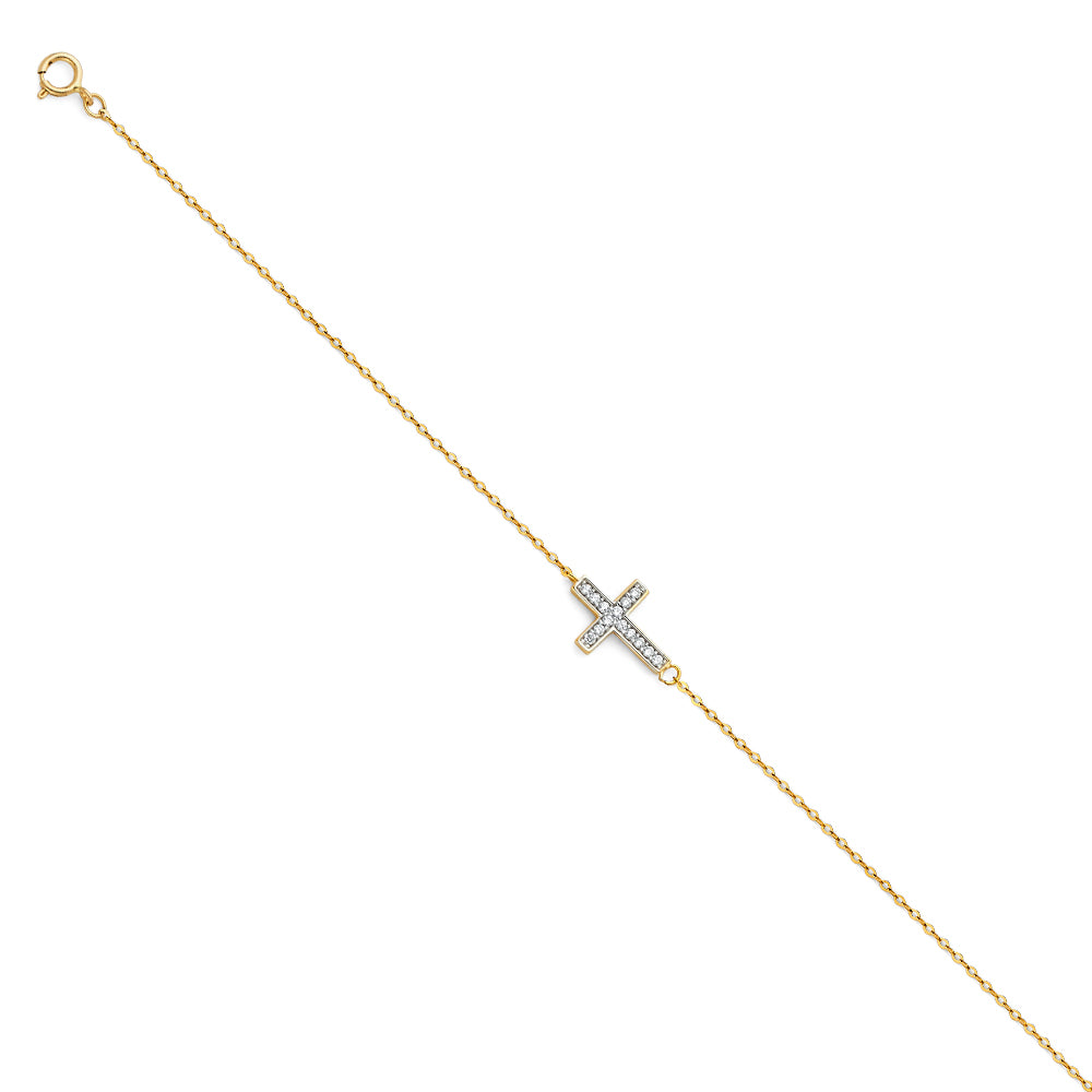 14KY LIGHT CZ CHAIN BRACELET