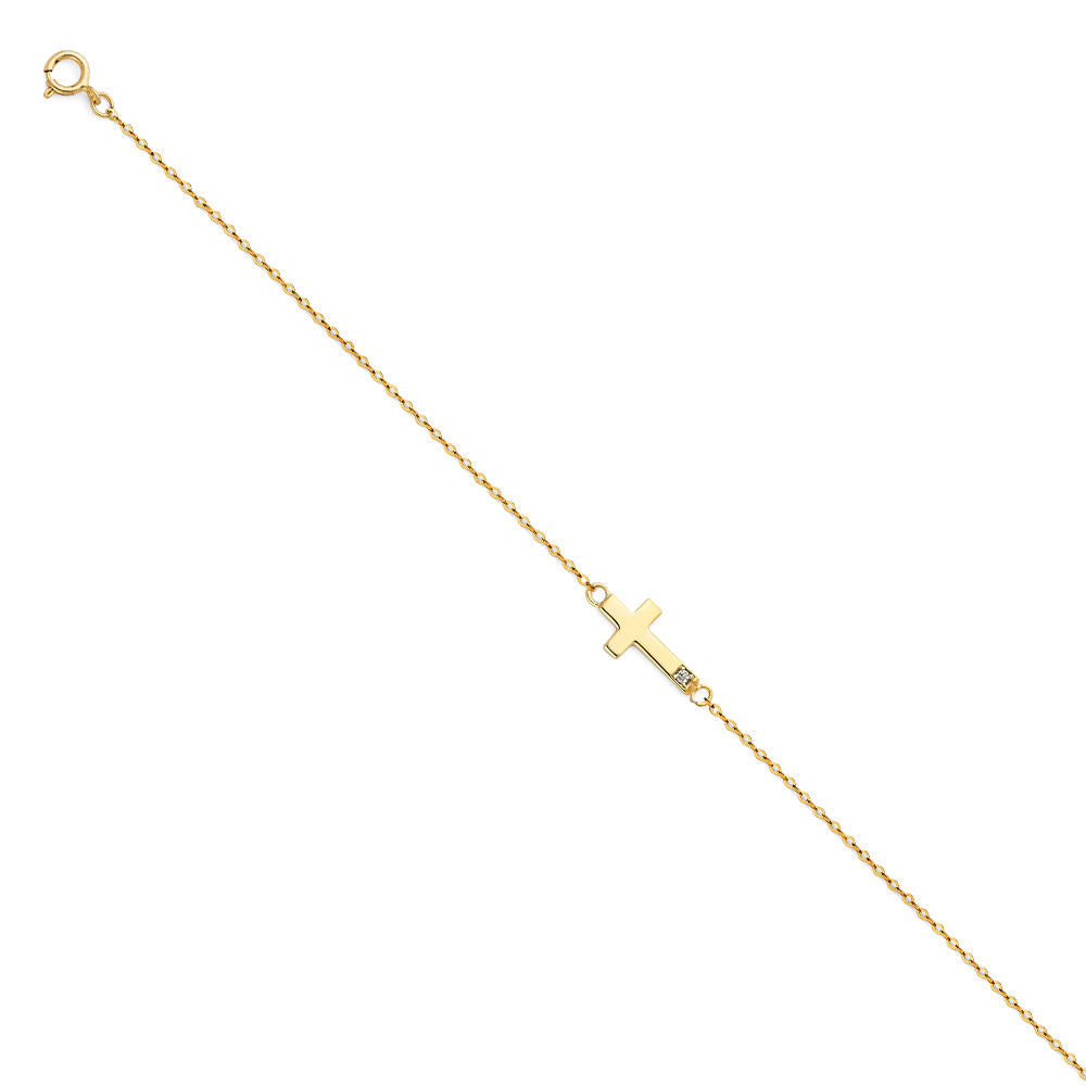 14KY LIGHT CZ CHAIN BRACELET