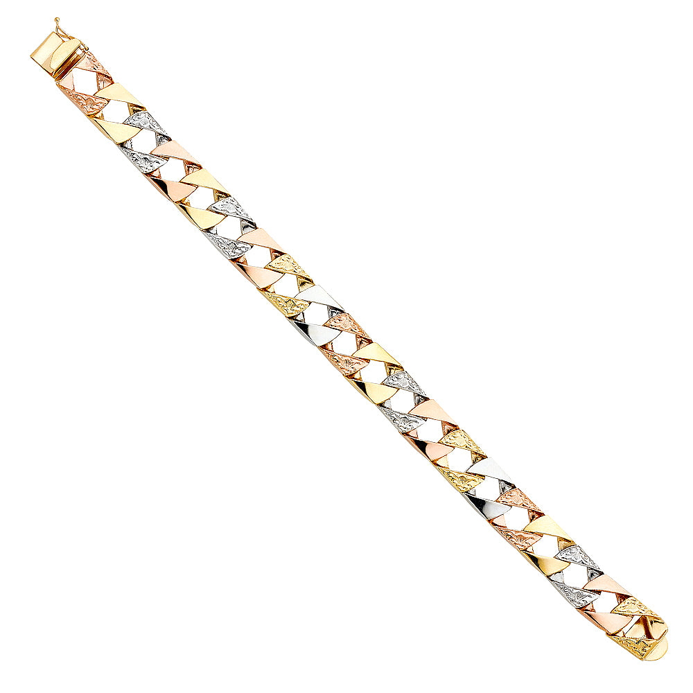 14K 3C NUGGET SQ CUBAN LINK BRACE