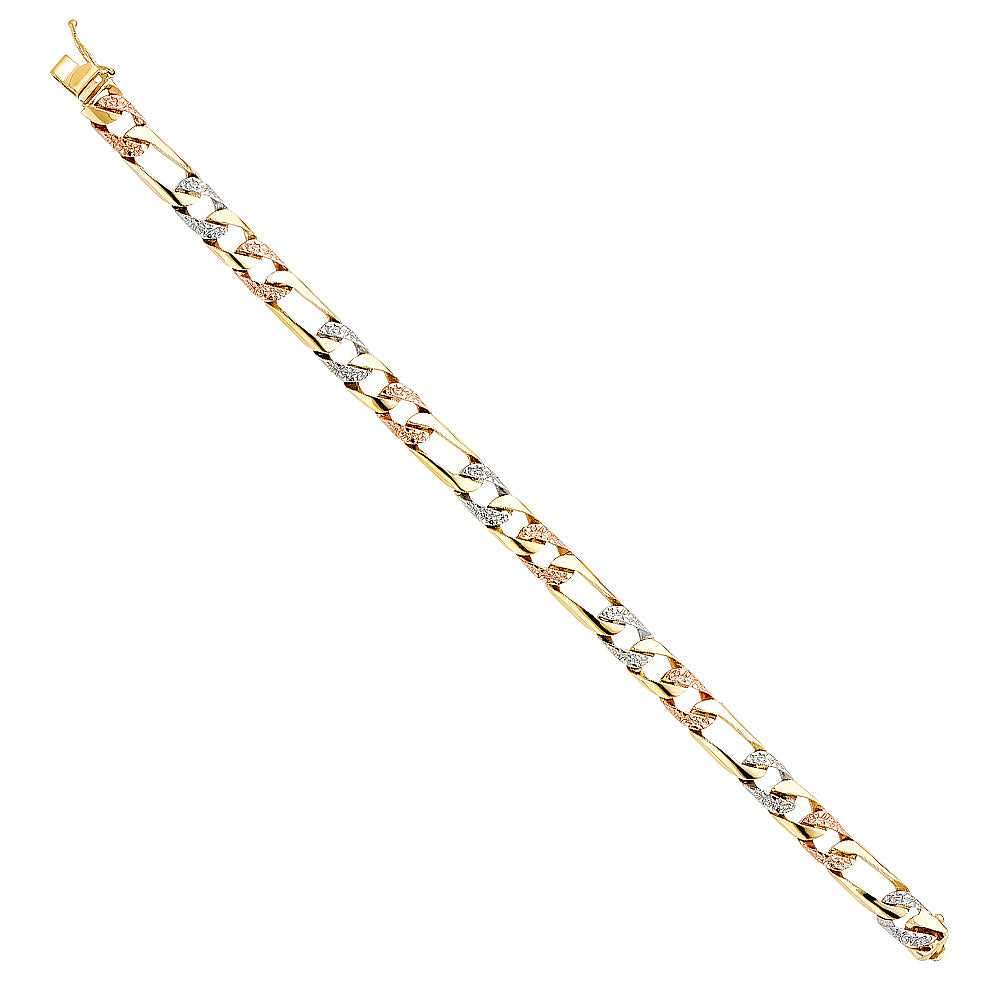 14K 3C NUGGET FIGARO LINK BRACE