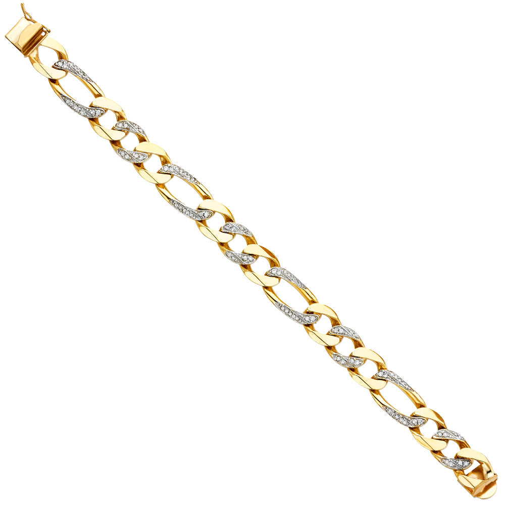14K RPLATED CZ FIGARO LINK BRACELET