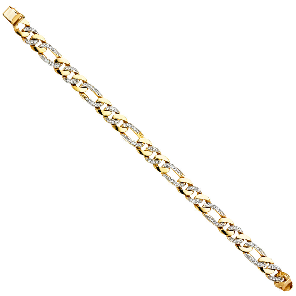 14K RPLATED CZ FIGARO LINK BRACELET