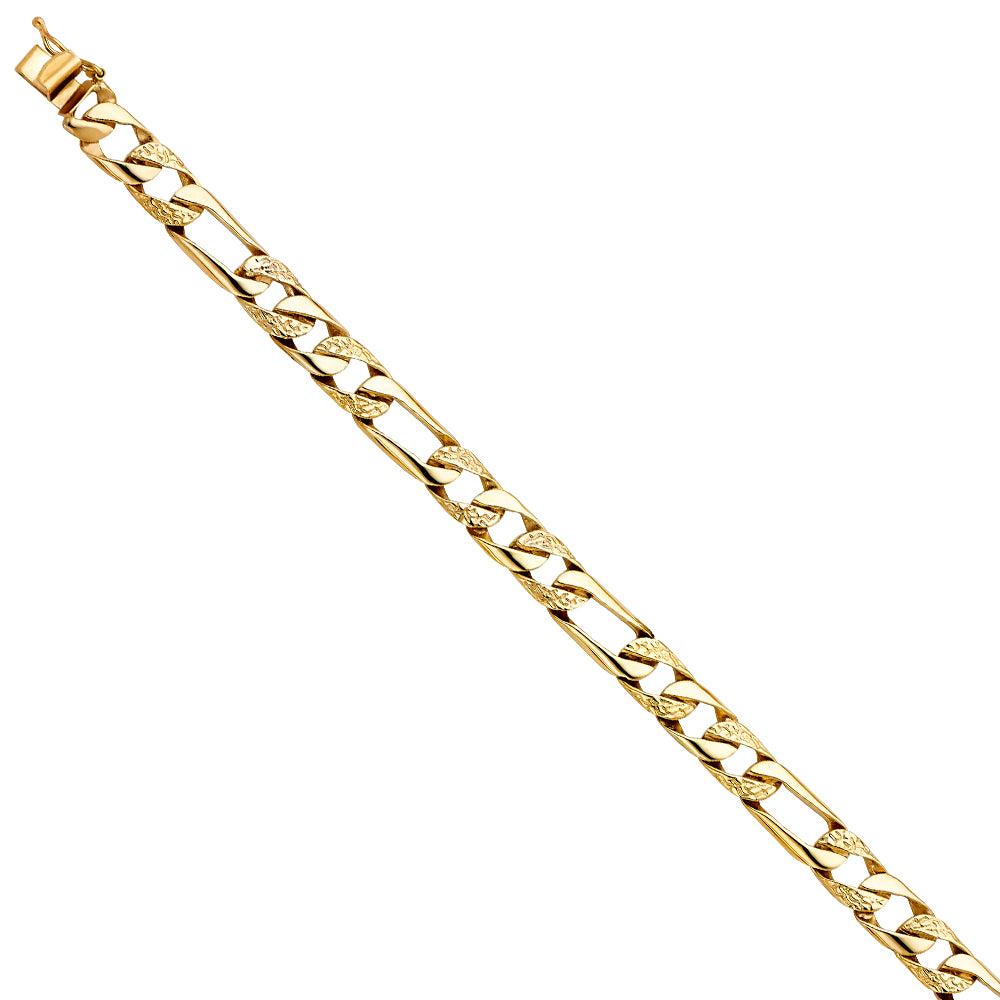 14KY NUGGET FIGARO LINK BRACELET