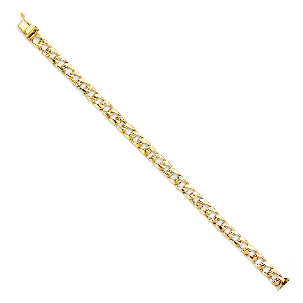 14KY STAMP NUG CUB LINK BRACELET