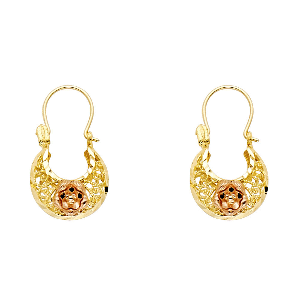 14K 2C FLOWER BASKET EARRING