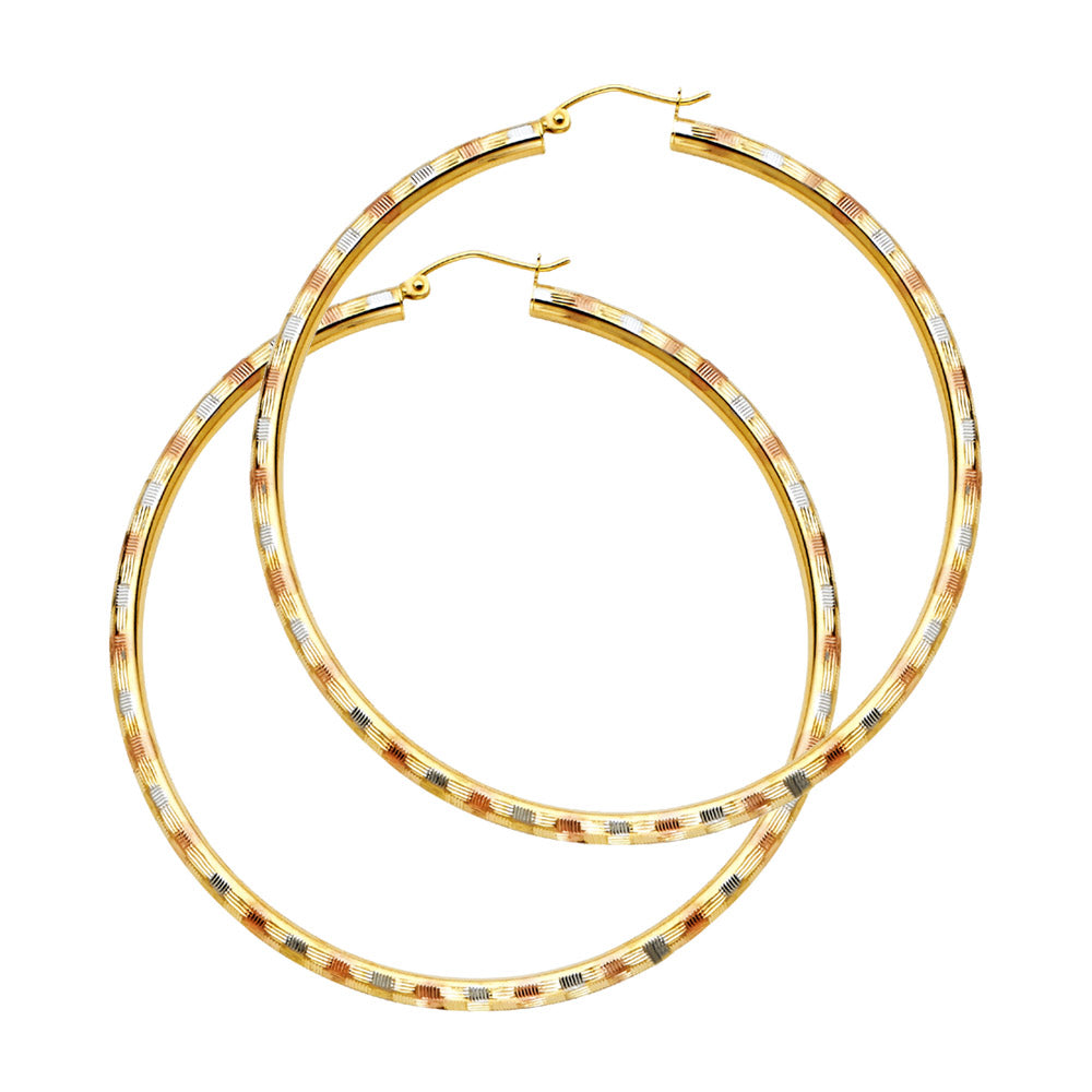 14K 3C 3MM DC HOOP EARRING