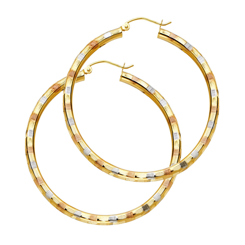 14K 3C 3MM DC HOOP EARRING