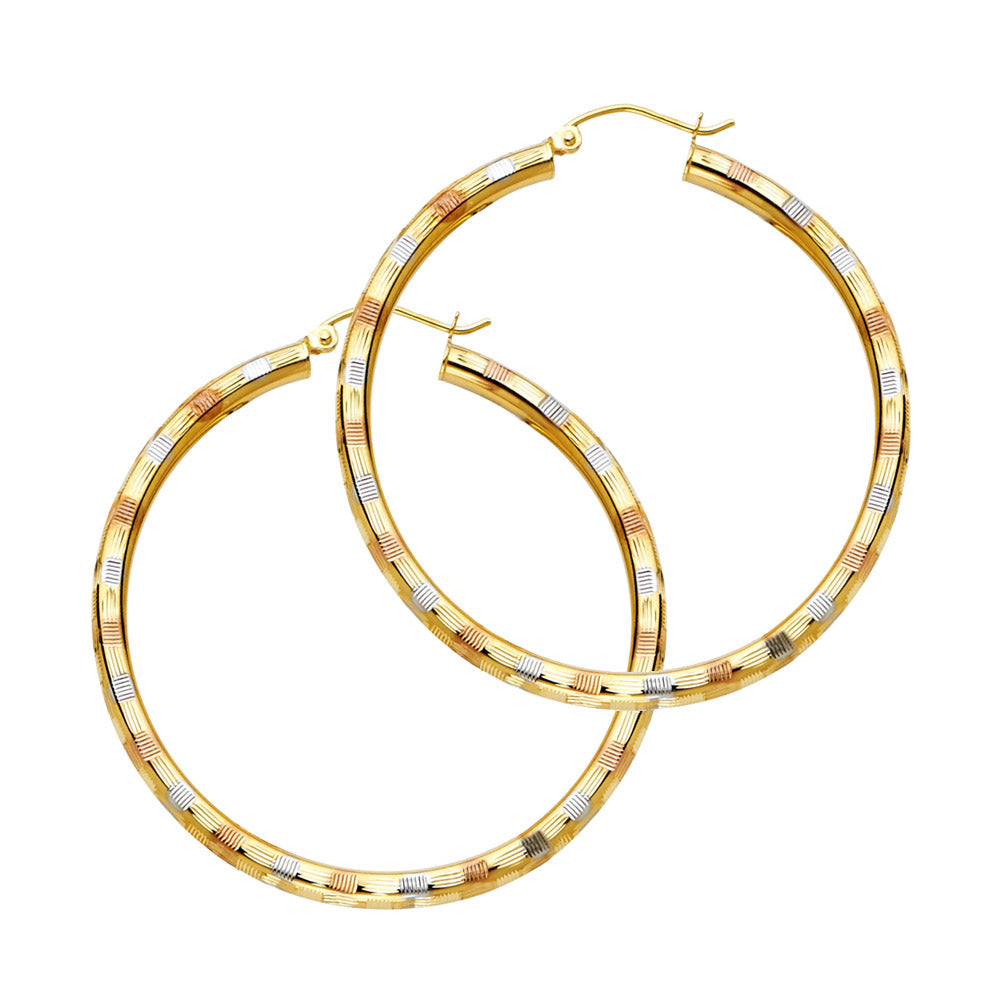 14K 3C 3MM DC HOOP EARRING