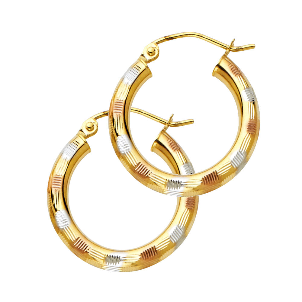 14K 3C 3MM DC HOOP EARRING