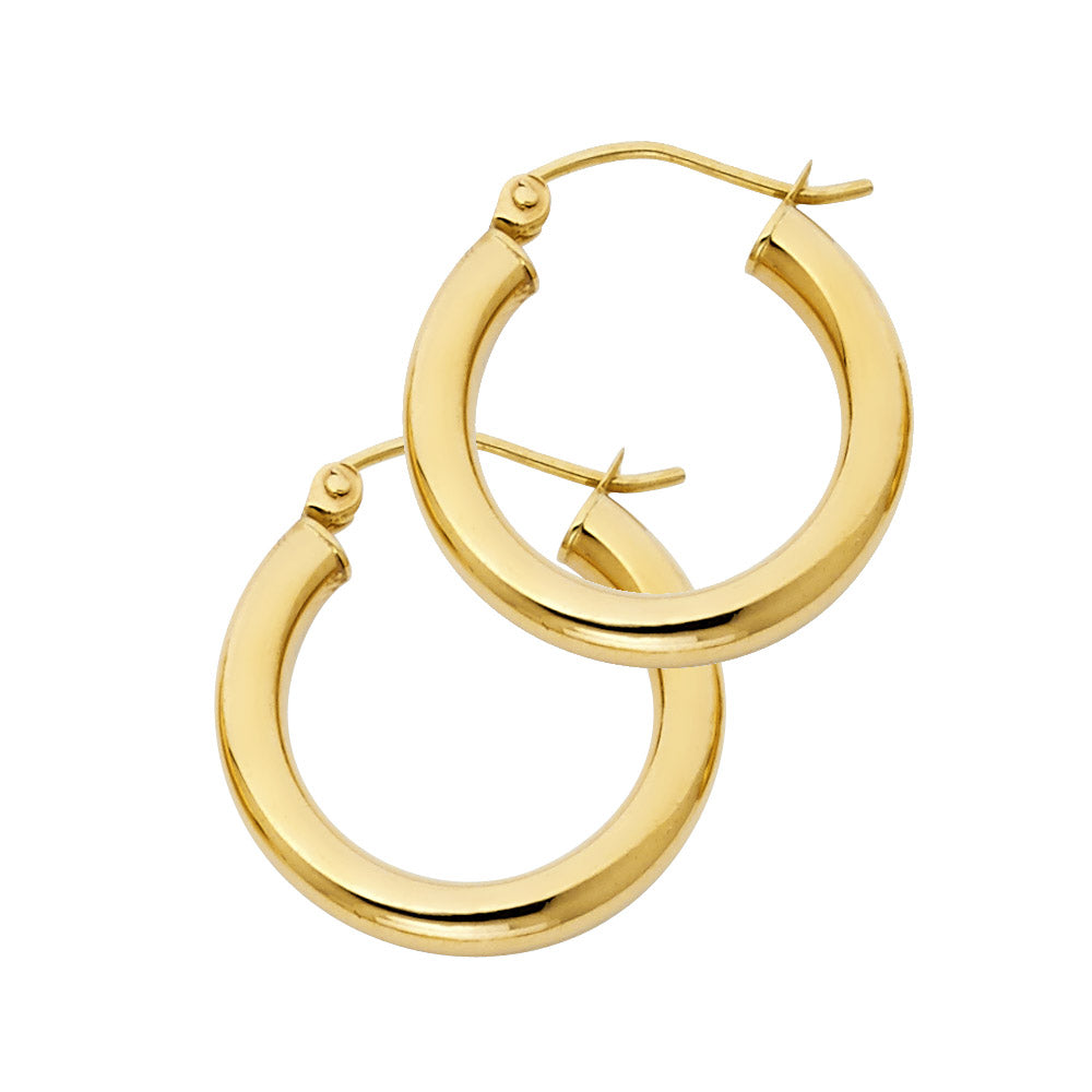 14KY 3MM PLAIN HOOP EARRING