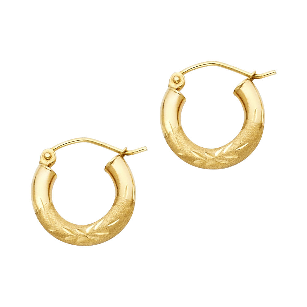 14KY 3MM BUD DC HOOP EARRING