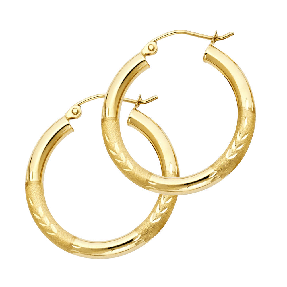14KY 3MM BUD DC HOOP EARRING