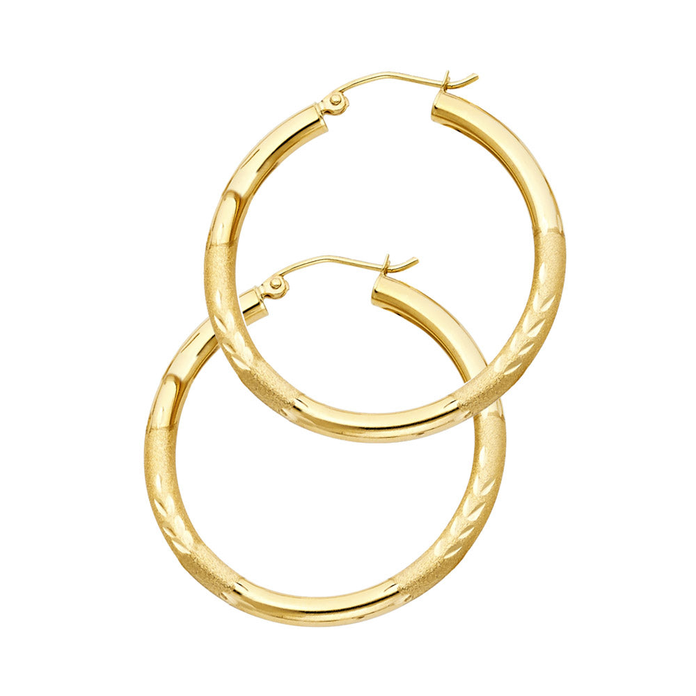 14KY 3MM BUD DC HOOP EARRING