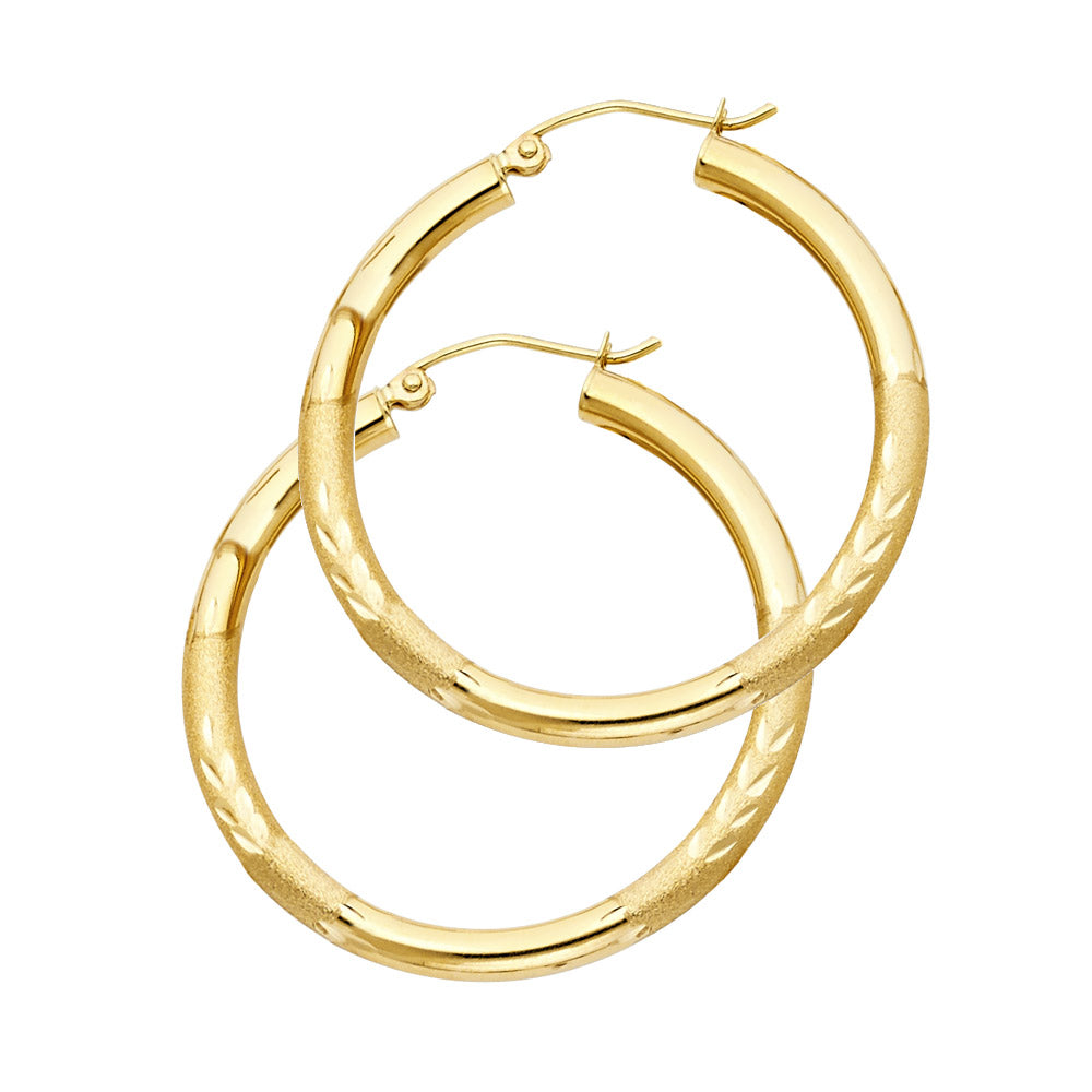 14KY 3MM BUD DC HOOP EARRING