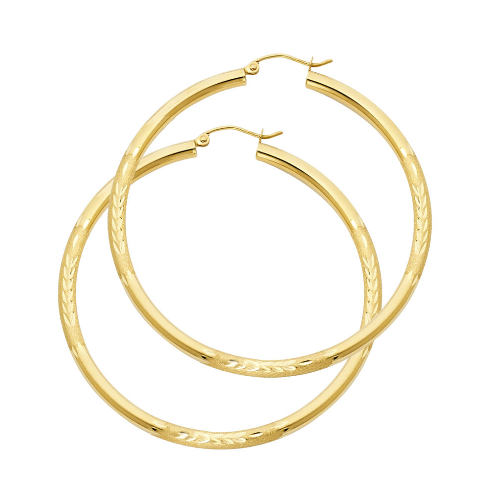 14KY 3MM BUD DC HOOP EARRING