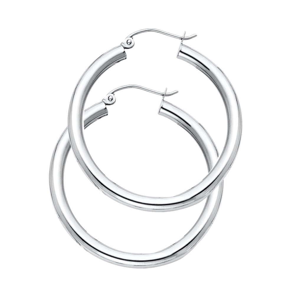 14KW 3MM PLAIN HOOP EARRING
